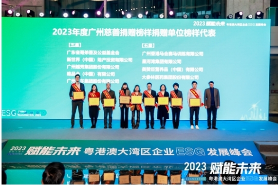 大参林药店获得2023广州市慈善榜样广州五星慈善企业的称号