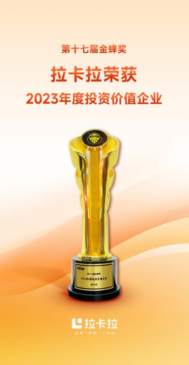天天播报:拉卡拉荣获第十七届金蝉奖“2023年度投资价值企业”