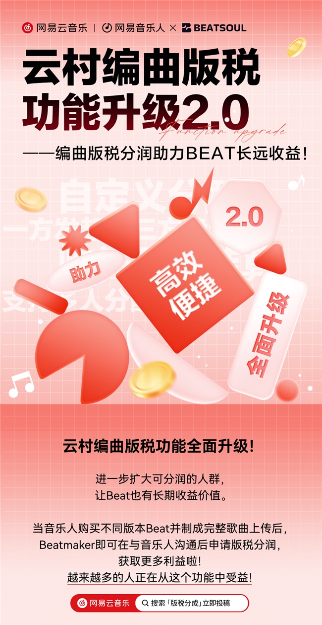 网易云音乐全新2.0版编曲版税功能上线，Beatmaker迎