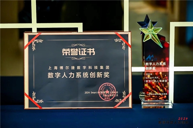 喜报！上海博尔捷数字科技集团荣获2024 SMARTAH智慧行政人资峰会“数字人力系统创新奖”
