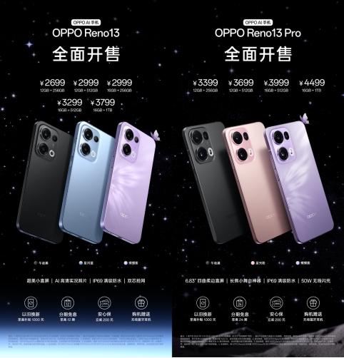 超美小直屏+领先的AI高清实况，OPPO Reno13系列开售，2699起！