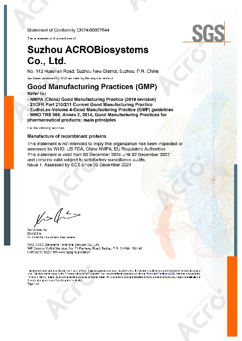 ACROBiosystems百普赛斯GMP工厂获ISO 9001和GMP认证，以严格质量管理体系，加速生物药研发上市进程