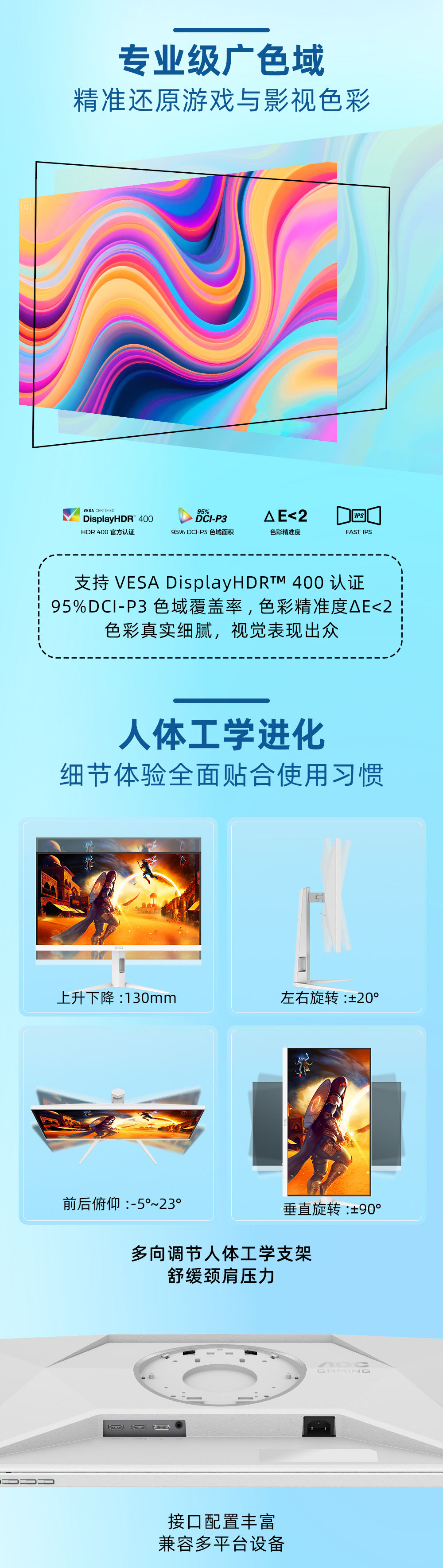 AOC爱瞳圆偏光电竞显示器，满足畅快游戏 + 科学护眼双重需求！