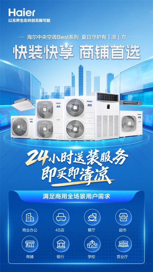 高温天装空调还要等？海尔Best商用空调承诺：24小时送装