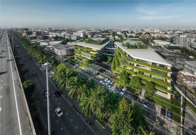 曼谷111号办公绿谷，密集社区中的自然与协作型工作空间设计