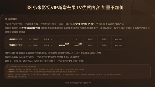 “加量不加价”！小米影视VIP会员焕新：一个会员解锁全家娱乐场景